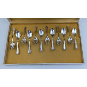 Set of 12 Argento Demitasse Spoons in Box 800 Silver 4 1/4” Italian 147g